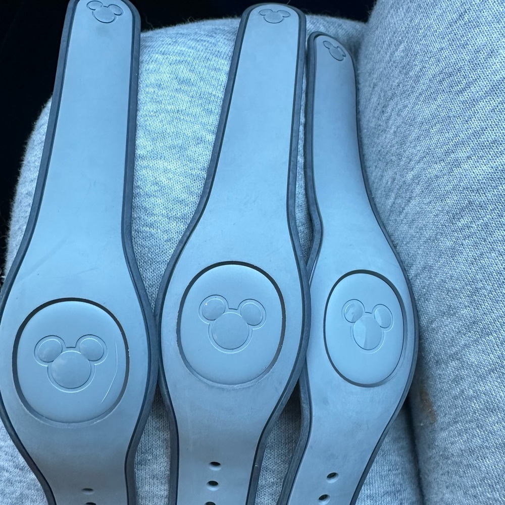 Lot of 3 Disney Parks MagicBand in a solid slate gray color.